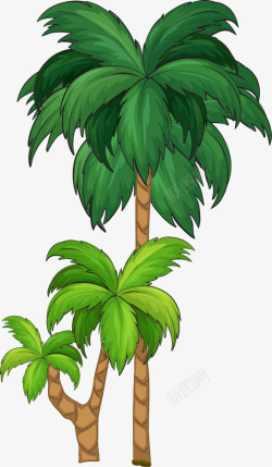 卡通夏日清新椰树矢量图素材