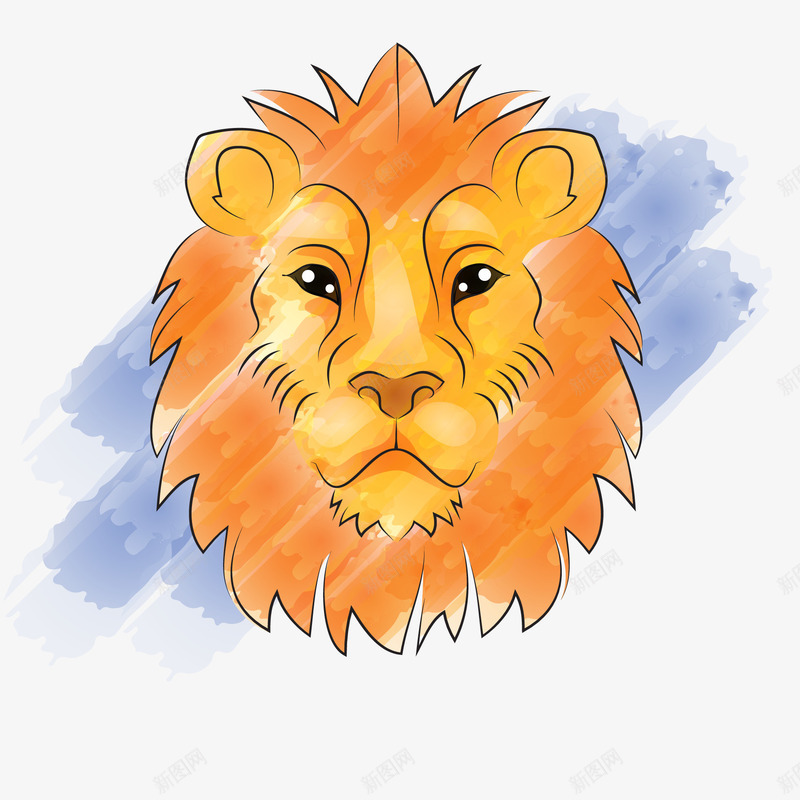卡通手绘彩绘狮子头像矢量图ai免抠素材_新图网 https://ixintu.com 动物设计 卡通 头像设计 彩绘 手绘 矢量图