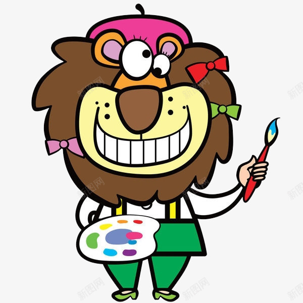 拿画板的狮子png免抠素材_新图网 https://ixintu.com 卡通 可爱的 彩色 手绘 狮子 画板 画笔 简笔