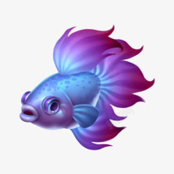 紫色鱼卡通蝶尾金鱼高清图片