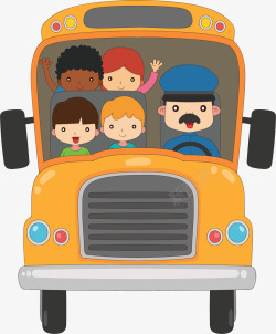 开校车一起上学坐校车的孩子矢量图高清图片