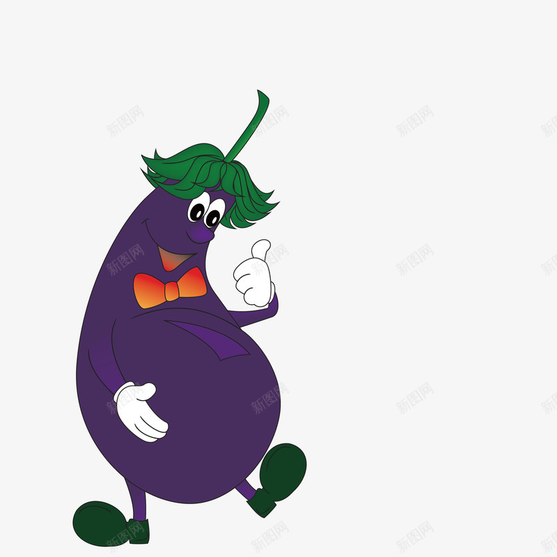 卡通紫茄人png免抠素材_新图网 https://ixintu.com 卡通形象 插图 紫色茄子 紫茄人 茄子 蔬菜