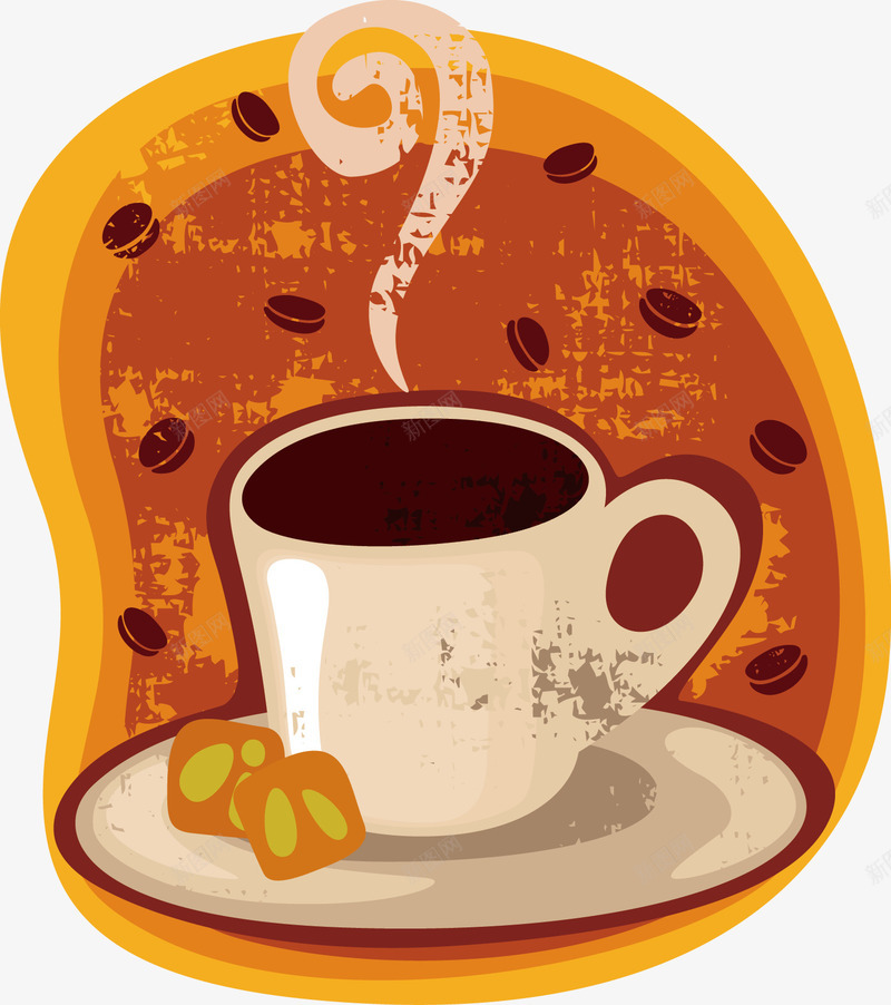 彩绘咖啡图案矢量图ai免抠素材_新图网 https://ixintu.com 咖啡 咖啡画稿 彩绘咖啡图案矢量素材 杯子 绘画 矢量图