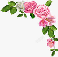 手绘粉色温馨玫瑰装饰画素材