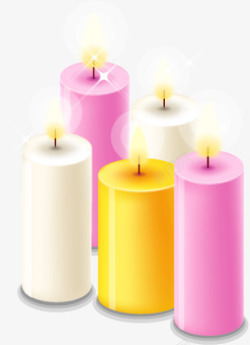 粉色白色黄色蜡烛素材