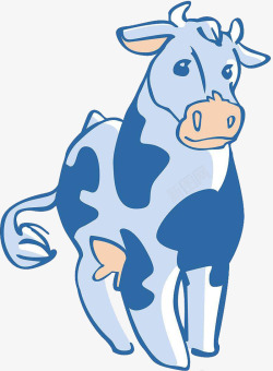 蓝色牛尾巴手绘蓝色牛高清图片