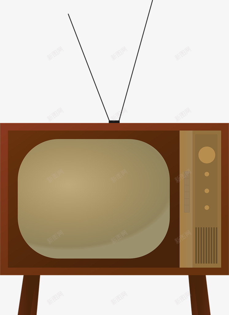 棕色的电视机png免抠素材_新图网 https://ixintu.com 天线 棕色 电视机 老式