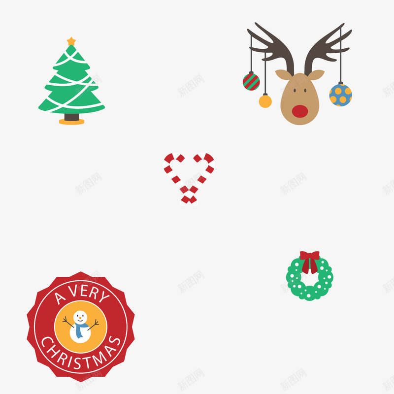 圣诞元素png免抠素材_新图网 https://ixintu.com 卡通 圣诞树 童趣圣诞元素 麋鹿头