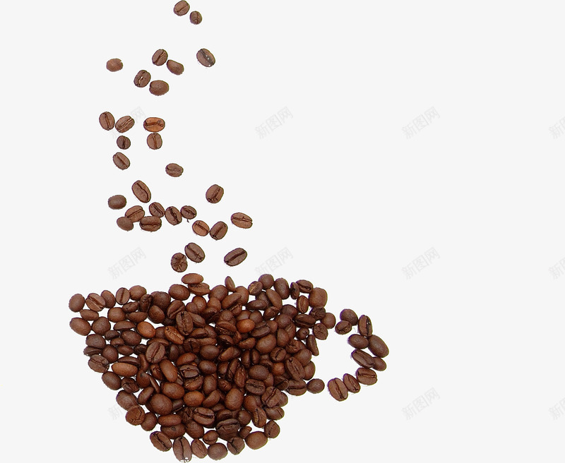 咖啡豆组成杯子png免抠素材_新图网 https://ixintu.com 咖啡豆 拼图 杯子