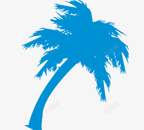 蓝色椰子树png免抠素材_新图网 https://ixintu.com 剪影椰树 椰子树 椰树 蓝色椰树