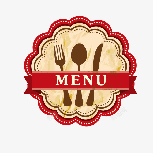 复古餐厅标签png免抠素材_新图网 https://ixintu.com 刀具 叉子 标签 餐具 餐厅