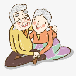抱在一起的老年夫妻素材