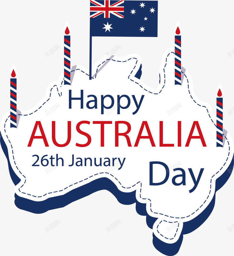 插着蜡烛的澳大利亚地图矢量图ai免抠素材_新图网 https://ixintu.com AustraliaDay 国旗 地图 澳大利亚 澳大利亚日 矢量png 矢量图