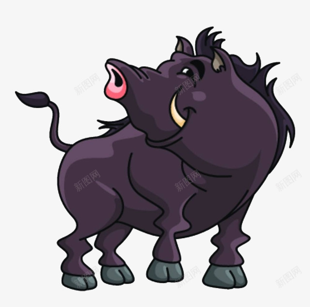 卡通黑色的猪png免抠素材_新图网 https://ixintu.com 动物 卡通形象 家畜 猪 黑毛猪 黑色的猪