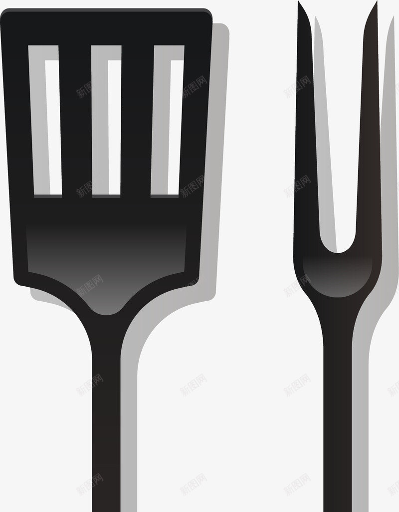 黑色厨房工具餐具png免抠素材_新图网 https://ixintu.com 卡通 厨具 烤肉工具 矢量图案 美食 食物餐饮