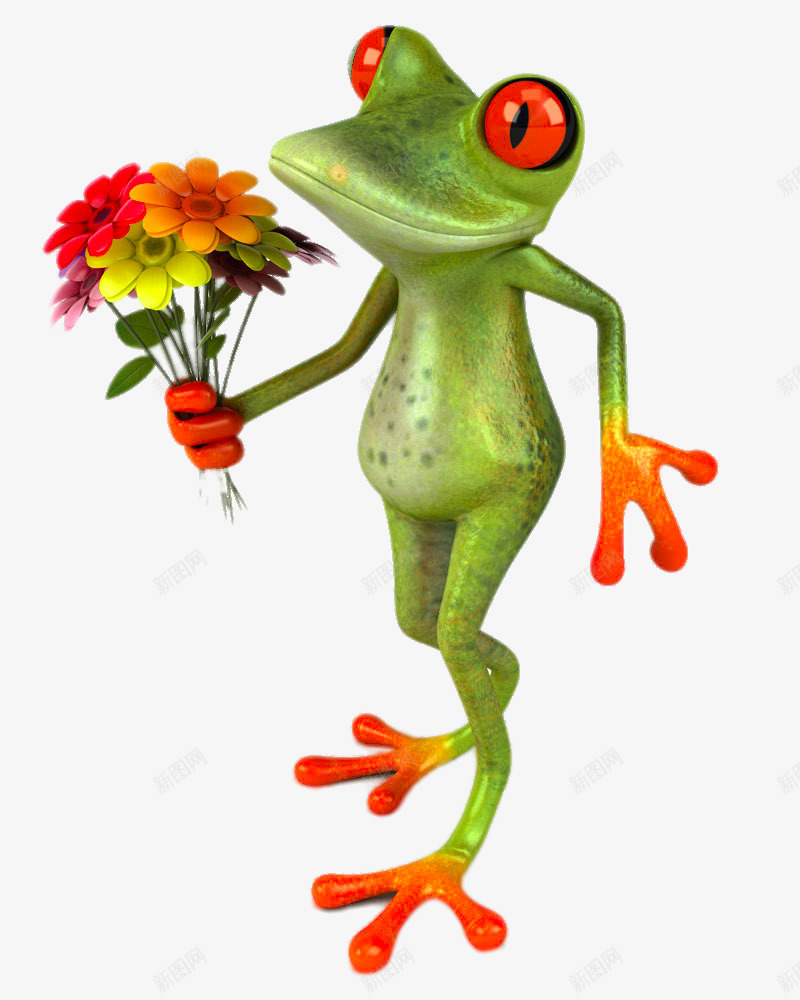 拿着鲜花的青蛙png免抠素材_新图网 https://ixintu.com png图片 png图片素材 免费png素材 卡通 生活百科 青蛙 鲜花