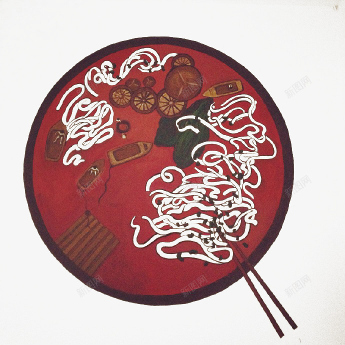 手绘日系和风圆扇png免抠素材_新图网 https://ixintu.com 和风 圆扇 手绘 日系
