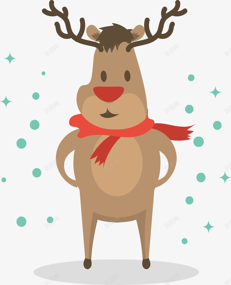 红围巾驯鹿png免抠素材_新图网 https://ixintu.com 围巾驯鹿 圣诞节 矢量png 红围巾 驯鹿 麋鹿