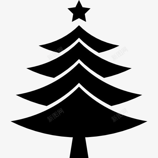圣诞树顶上的一个明星图标png_新图网 https://ixintu.com 形状 星型 松树 树