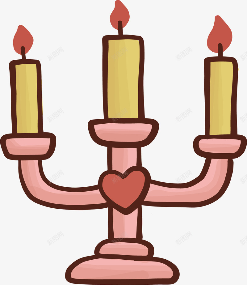 三只蜡烛的烛台png免抠素材_新图网 https://ixintu.com 婚礼烛台 烛台 矢量素材 粉色烛台 蜡烛