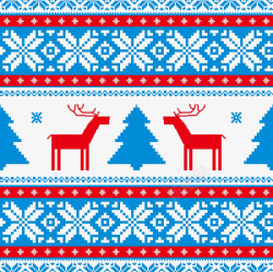 矢量红绿花纹红绿像素麋鹿圣诞树花纹高清图片