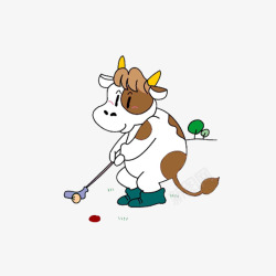 奶牛在打高尔夫球素材