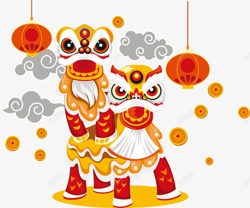 中国风手绘的舞狮子png免抠素材_新图网 https://ixintu.com 中国风 动漫动画 卡通手绘 舞狮子 装饰图 过新年