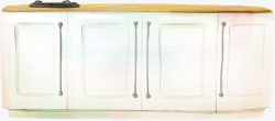 厨房空间白色厨房手绘门空间高清图片