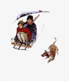 人与狗的插画滑雪的人与狗高清图片