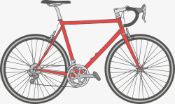 红色手绘公路自行车矢量图素材