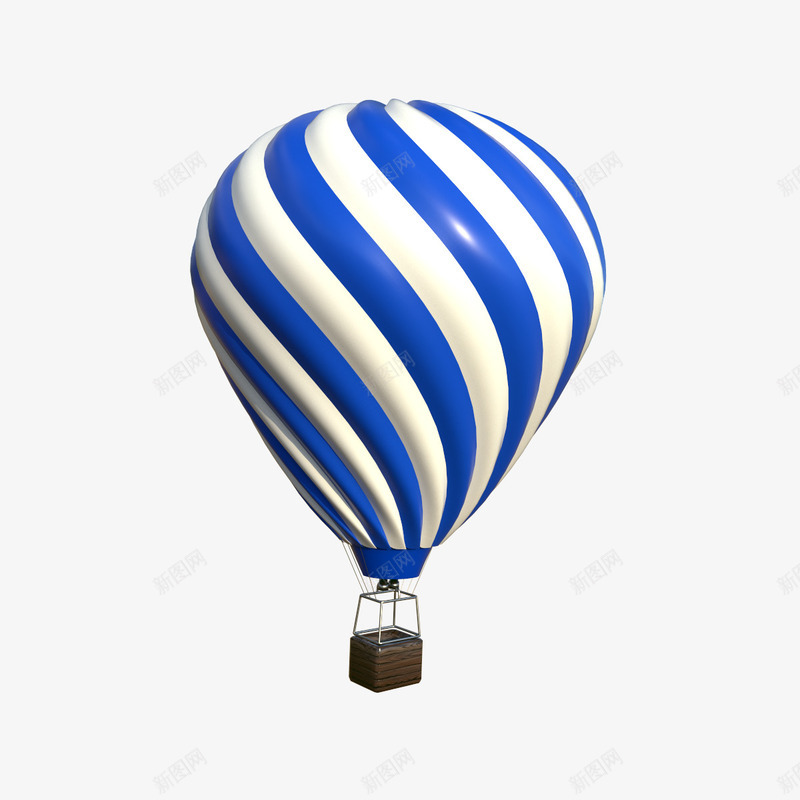 卡通蓝白热气球png免抠素材_新图网 https://ixintu.com 一个热气球 卡通形象 平面 棕色吊篮 热气球 蓝白热气球