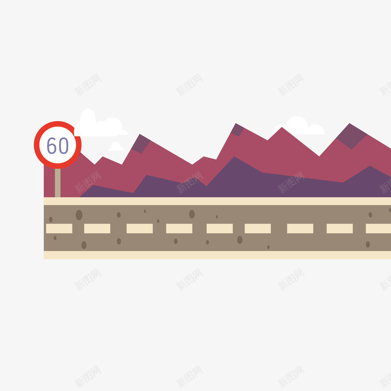 红色山脉公路png免抠素材_新图网 https://ixintu.com 公路 红色山脉 限速60 高速公路