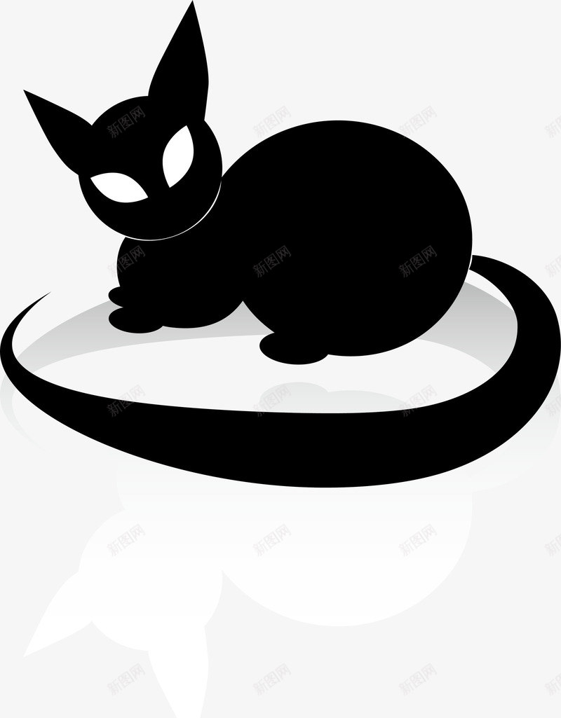 可爱黑色猫咪图标png_新图网 https://ixintu.com 可爱猫咪 呆萌猫咪 影子 蹲坐 黑色尾巴 黑色猫咪