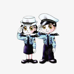 两个人物打游戏卡通警察高清图片