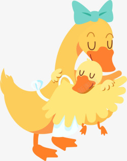 黄色小鸭子一对母亲节黄色小鸭妈妈高清图片