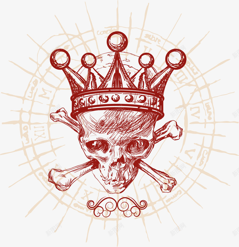 魔鬼之王的图标矢量图ai_新图网 https://ixintu.com 创意 可怕 手绘 王冠 设计 骷髅 魔鬼 矢量图