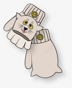 冬季灰色猫咪手套素材