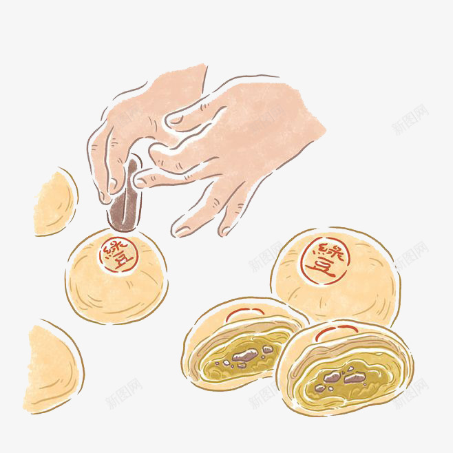 手绘月饼png免抠素材_新图网 https://ixintu.com 中秋 卡通 团圆 彩色 手绘 月饼 水彩 装饰 食物