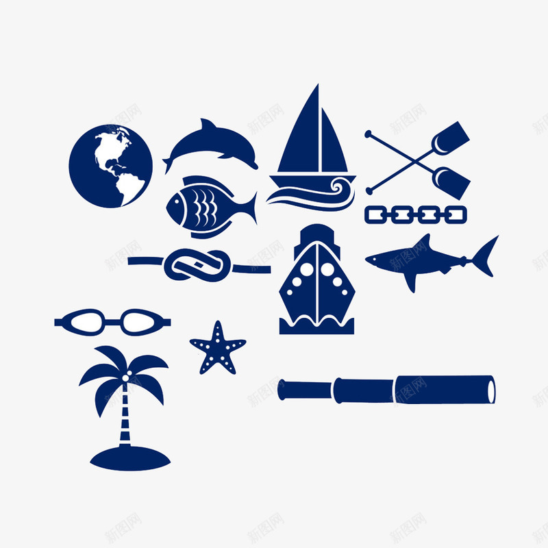 深蓝色图标logopng_新图网 https://ixintu.com logo 图标 小船 椰树