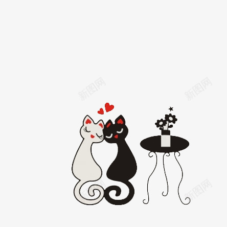 宠物猫png免抠素材_新图网 https://ixintu.com 在一起 宠物猫 爱 黑白猫