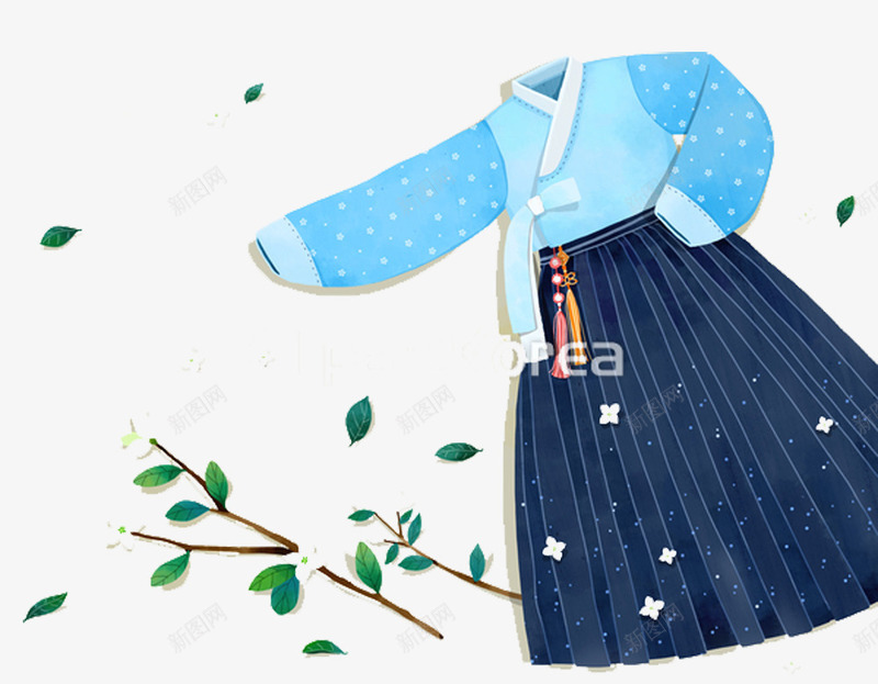 韩国服饰png免抠素材_新图网 https://ixintu.com 卡通 服饰 清新 蓝色 衣服 韩国
