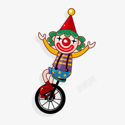 骑独轮车小丑骑轮子的小丑图标高清图片