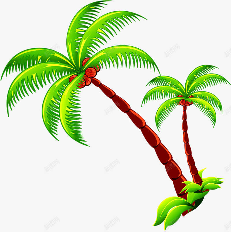 椰子树png免抠素材_新图网 https://ixintu.com 卡通 树 椰子树 椰树