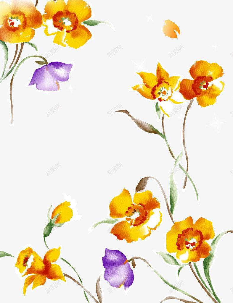 卡通黄色温馨小花植物png免抠素材_新图网 https://ixintu.com 卡通 植物 温馨 黄色