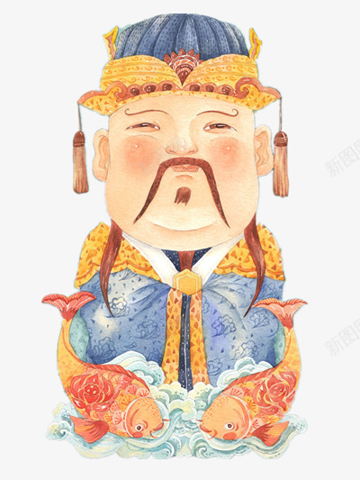 财神爷png免抠素材_新图网 https://ixintu.com 卡通 彩色 插画 财神