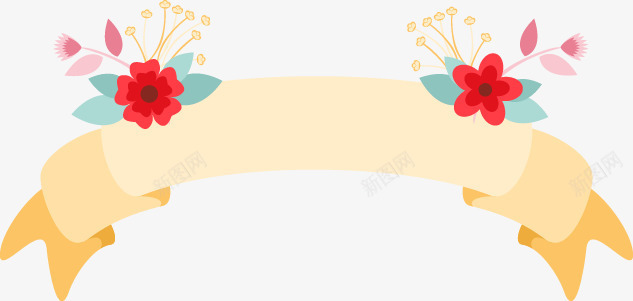 卡通花卉装饰丝带矢量图ai免抠素材_新图网 https://ixintu.com 丝带 条幅 花卉 花朵 矢量图