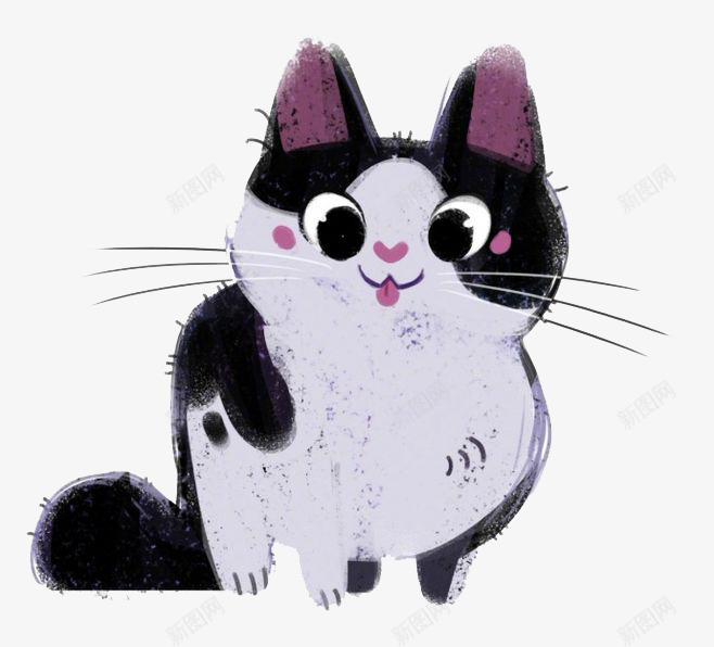 卡通猫咪png免抠素材_新图网 https://ixintu.com 卡通 可爱 害羞 手绘 水彩 猫咪 装饰 黑白