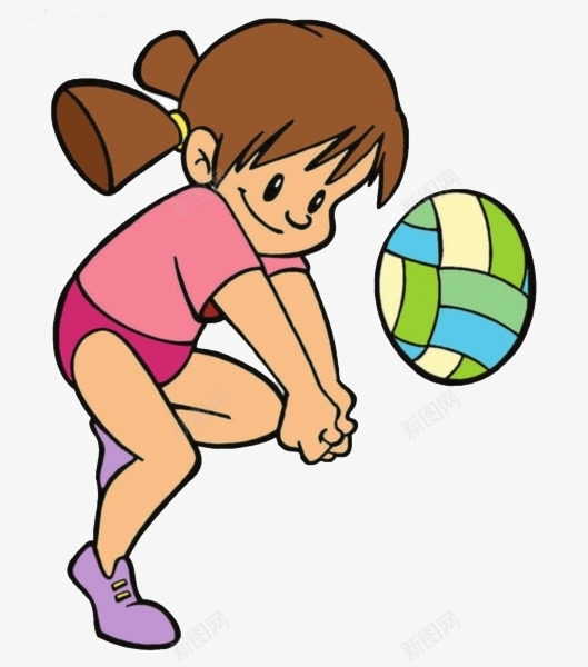 女排png免抠素材_新图网 https://ixintu.com 卡通形象 女孩 女排 打排球 排球