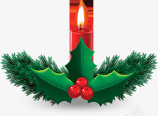 手绘圣诞节绿叶蜡烛png免抠素材_新图网 https://ixintu.com 圣诞节 绿叶 蜡烛