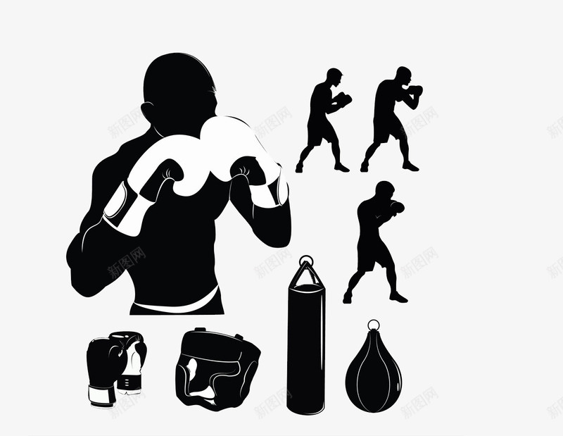 拳击手形象png免抠素材_新图网 https://ixintu.com 健身 全集 手绘 拳击剪影 拳击手 运动员